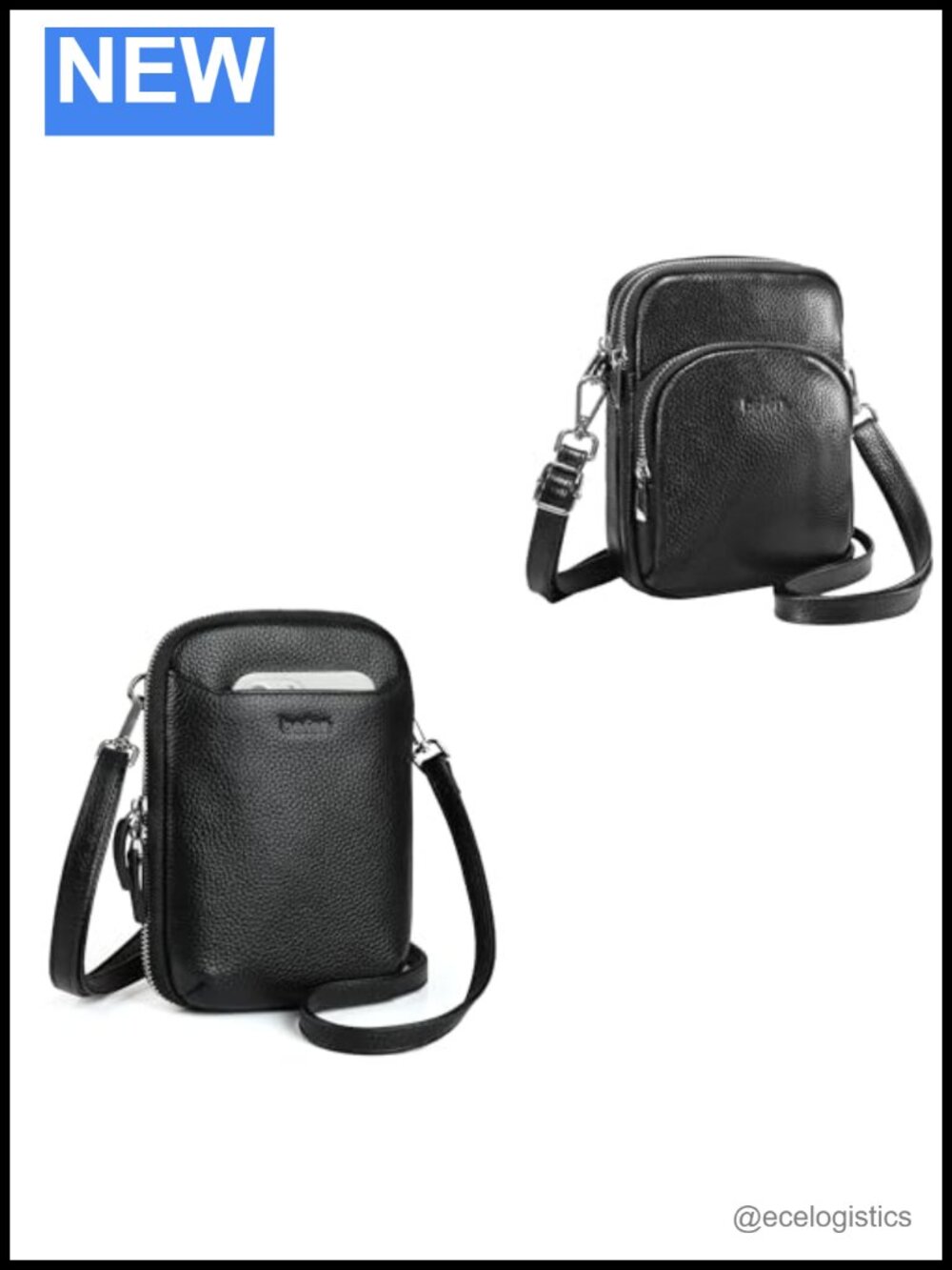 Genuine Leather Crossbody Bag Set with RFID Blocking, 2-Piece Phone Purse